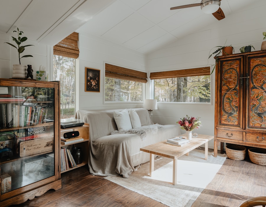 Airy living room with floor-to-ceiling windows
